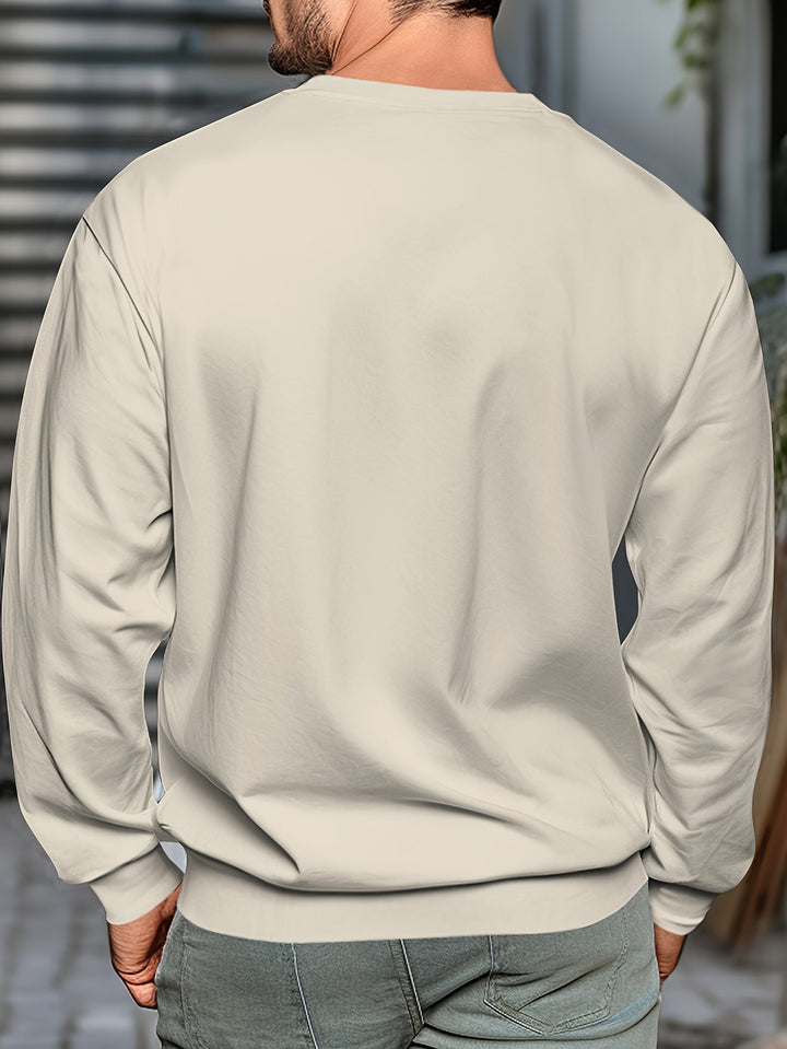Lässiger Vintage Print Baumwolle Fleece Sweatshirt für Männer | Ideal für Alle Jahreszeiten
