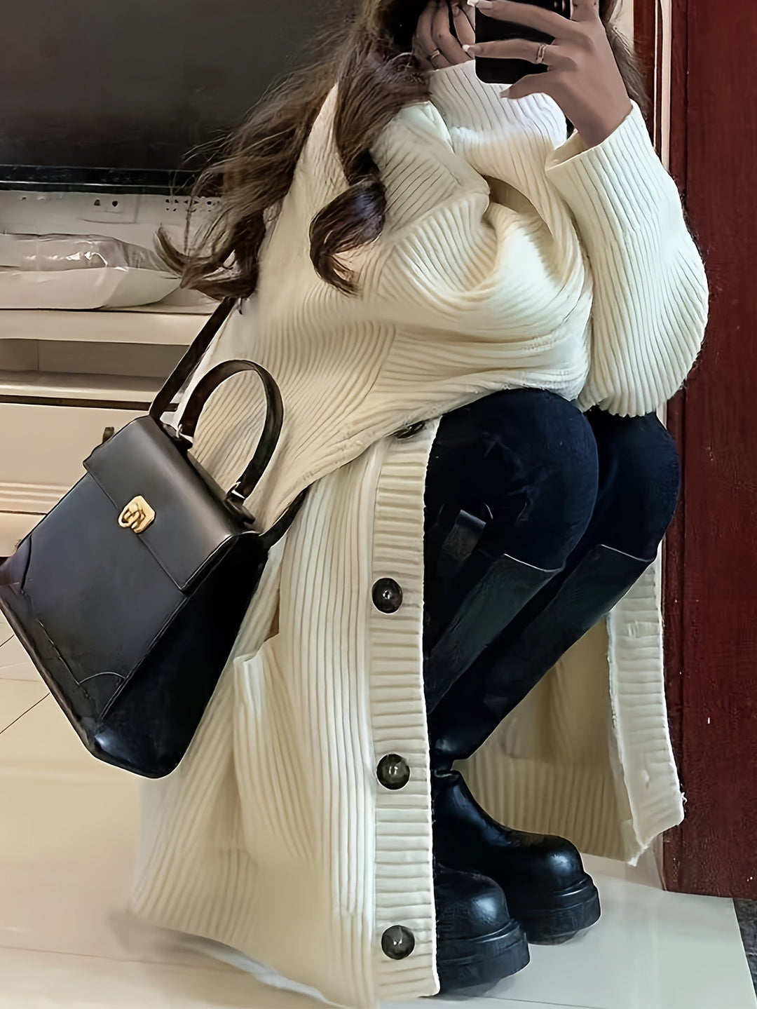 Elegant warm cotton knit cardigan for women | Ideal for winter