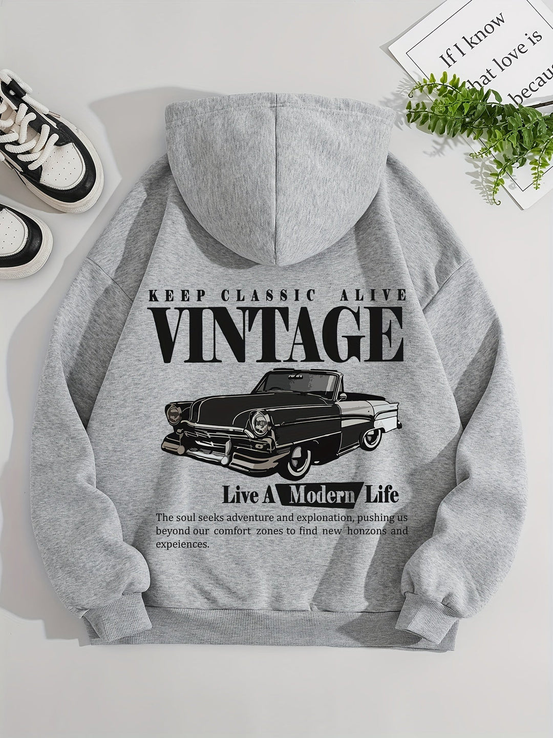 Eleganter Vintage-Sweat-Pullover-Hoodie mit Backprint für Women | Perfekter für Lässige Tage