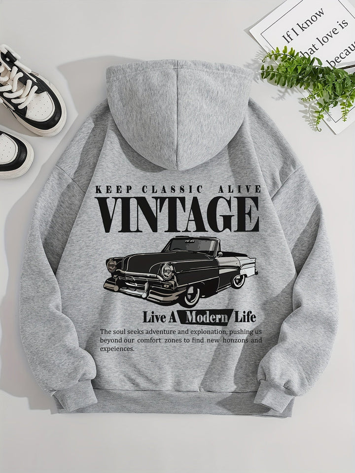 Eleganter Vintage-Sweat-Pullover-Hoodie mit Backprint für Women | Perfekter für Lässige Tage