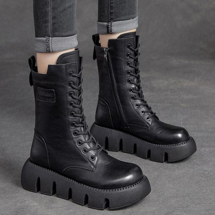 Damen Combat Boots mit Plateau & Reißverschluss – Streetstyle & Edge