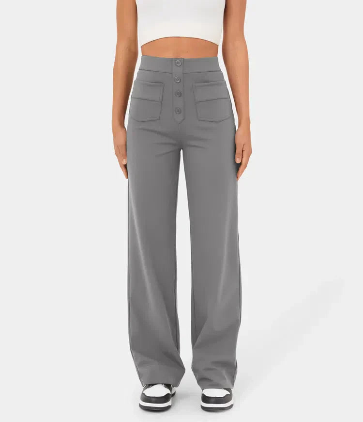 Anni - Pantalon taille haute confortable en tissu confortable