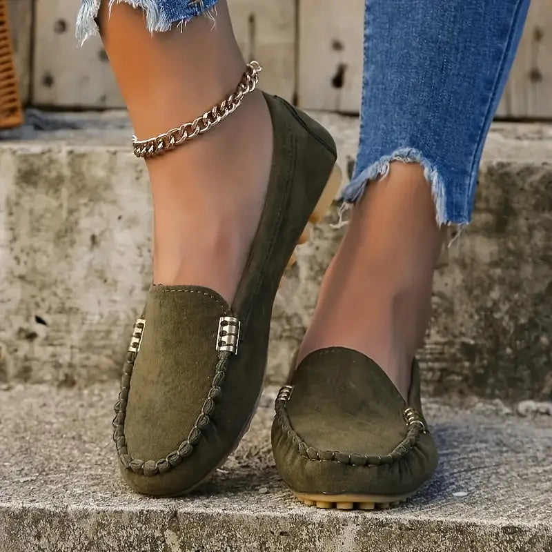 Mocassins confortables pour femmes – mocassins avec coutures décoratives et semelle souple