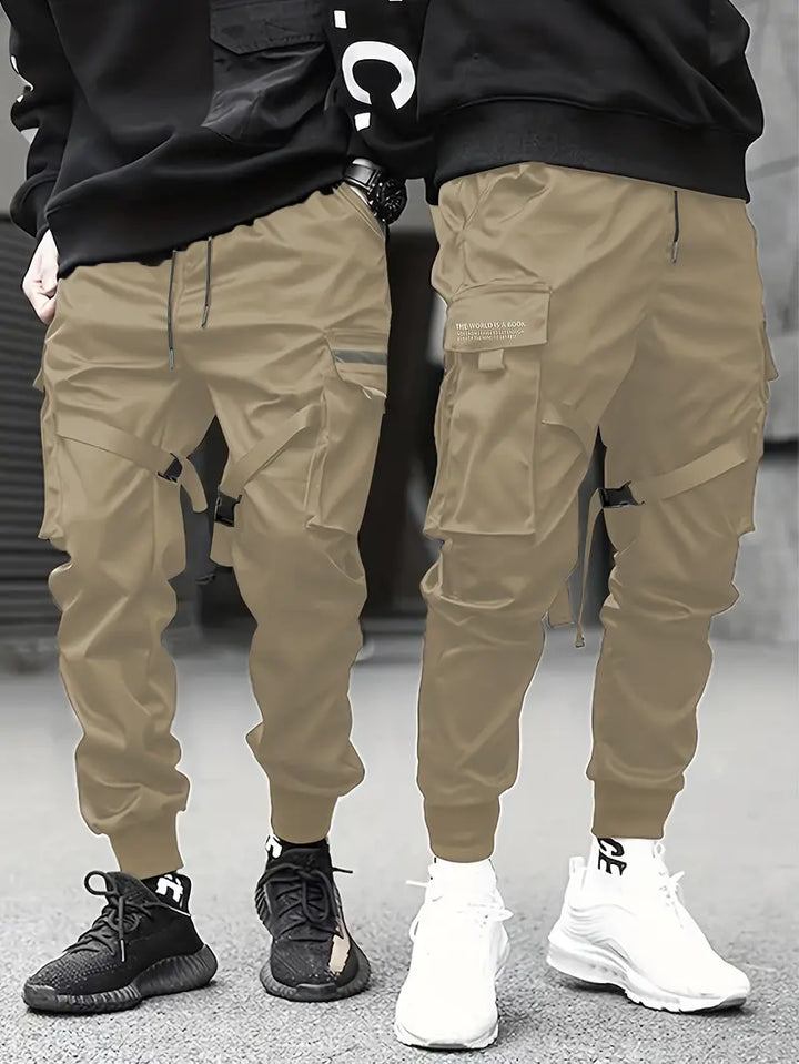 Herren Cargohose mit Taschen & Kordelzug – Streetwear Jogger Pants im Techwear-Stil – Lockere Freizeithose mit Bündchen für Alltag & Urban Look