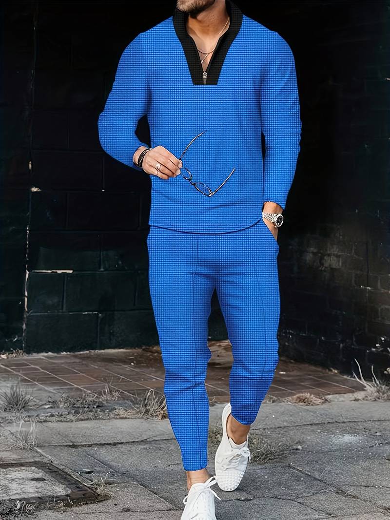 Ensemble pour homme en deux pièces – Ensemble de loisirs et survêtement d'entraînement à col montant à la mode