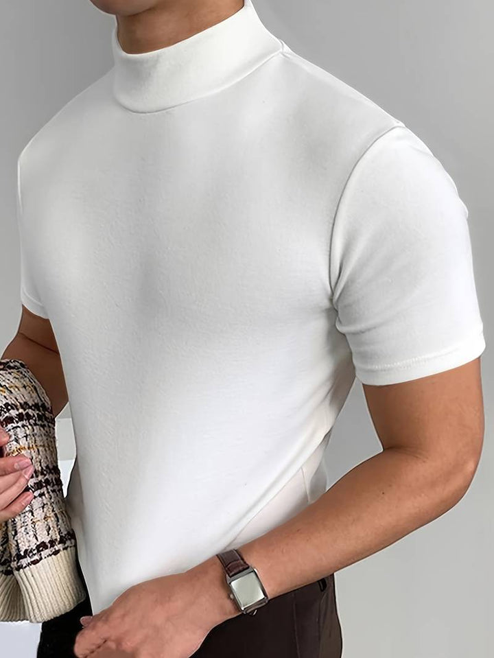 T-shirt à col roulé pour homme à manches courtes – Haut ajusté pour affaires, loisirs et looks superposés