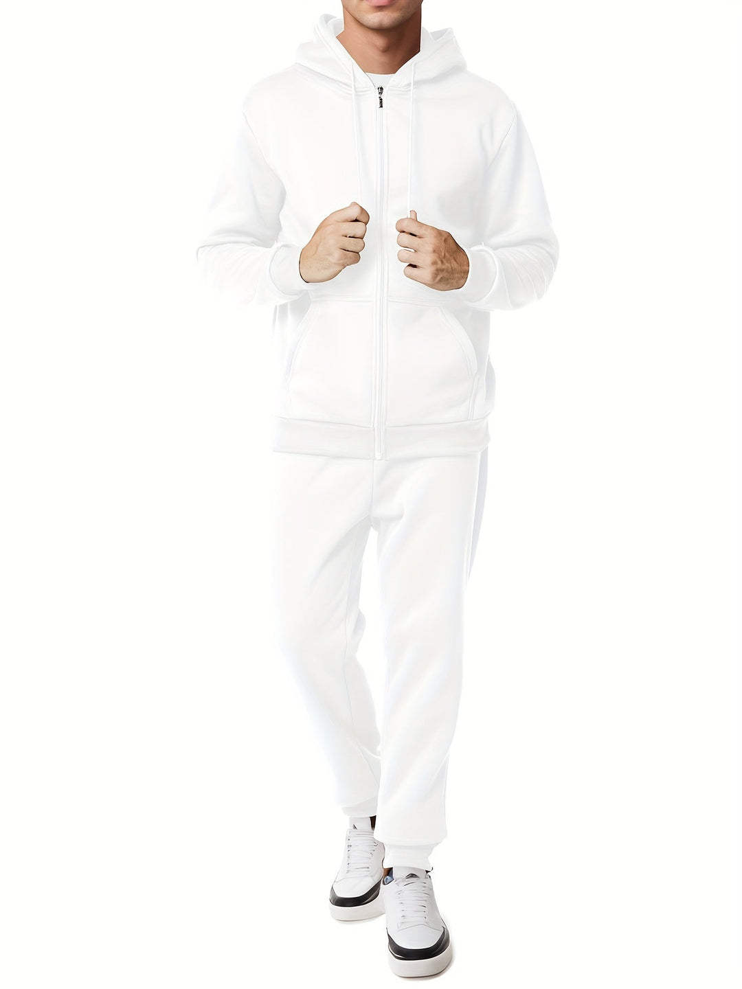 Moderner Unifarbener Kapuzenpullover-Trainingsanzug mit Hose für Herren | Perfekt für Casual Days