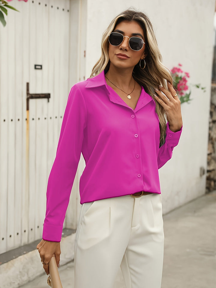 Camicia classica da donna con colletto e fila di bottoni – elegante, adatta per l'ufficio e versatile da abbinare