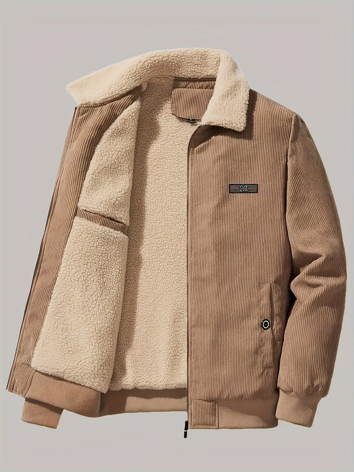 Casual with Label Patch Fleece Lined Winter Jacket for Men | Ideal for winter
