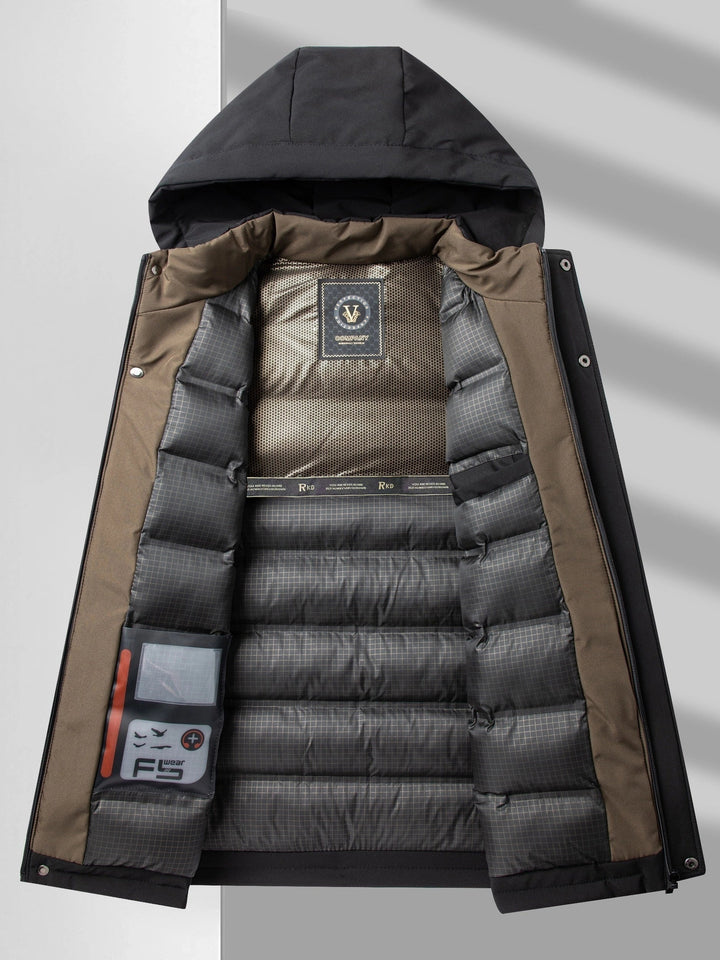Veste d'hiver matelassée à capuche décontractée à manches longues avec fermeture éclair pour hommes | Parfaite pour les activités de plein air