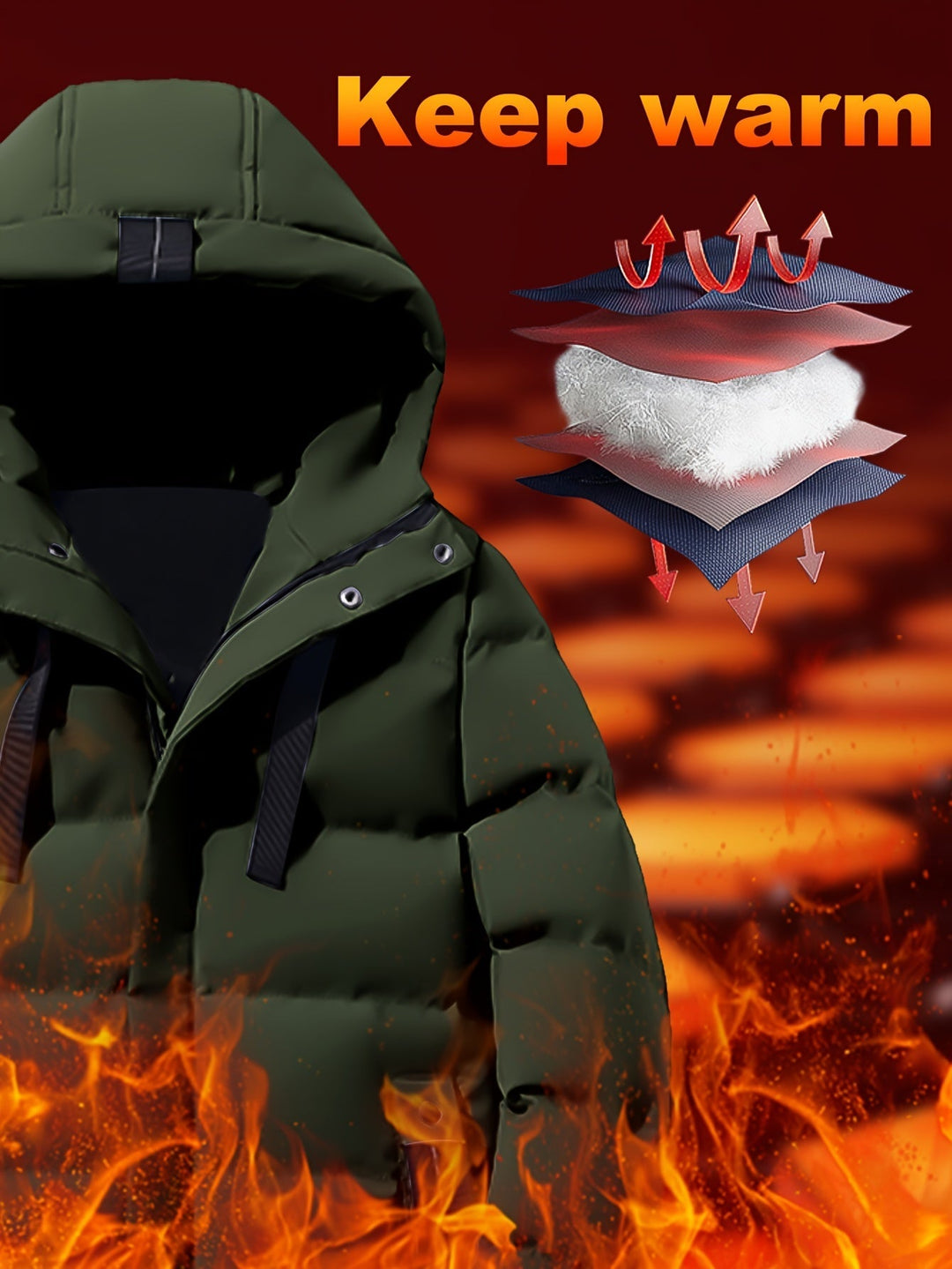 Veste d'hiver matelassée longue chaude à capuche pour hommes | Parfaite pour les activités de plein air