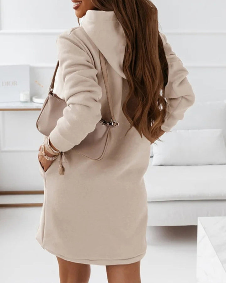 Eleganter Baumwoll-Zip Hoodie mit Kapuze und Reißverschluss für Damen | Perfekt für den Alltag
