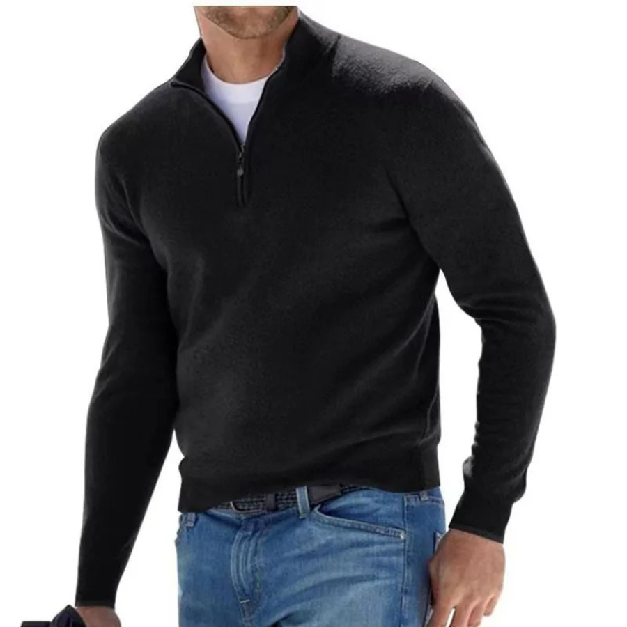 Maglione classico in maglia con cerniera e collo alto