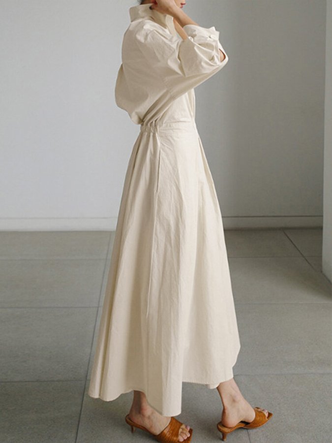 Oversized Hemdkleid für Damen – Minimalistisches Langkleid mit Kragen & weitem A-Linien Schnitt für Frühling & Sommer