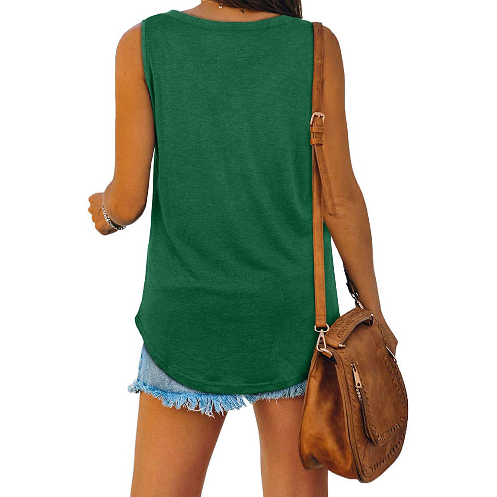 Damen Tanktop mit V-Ausschnitt – Lockeres ärmelloses Basic Shirt für Sommer & Freizeit