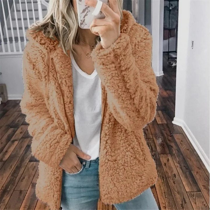 Veste en peluche avec capuche et fermeture éclair, gilet en polaire