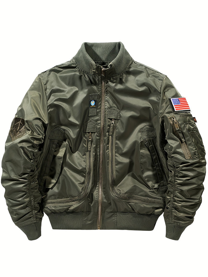 Veste bomber chaude tactique d'extérieur avec col montant pour hommes | Parfait pour les activités de plein air