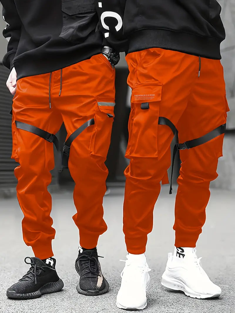 Herren Cargohose mit Taschen & Kordelzug – Streetwear Jogger Pants im Techwear-Stil – Lockere Freizeithose mit Bündchen für Alltag & Urban Look
