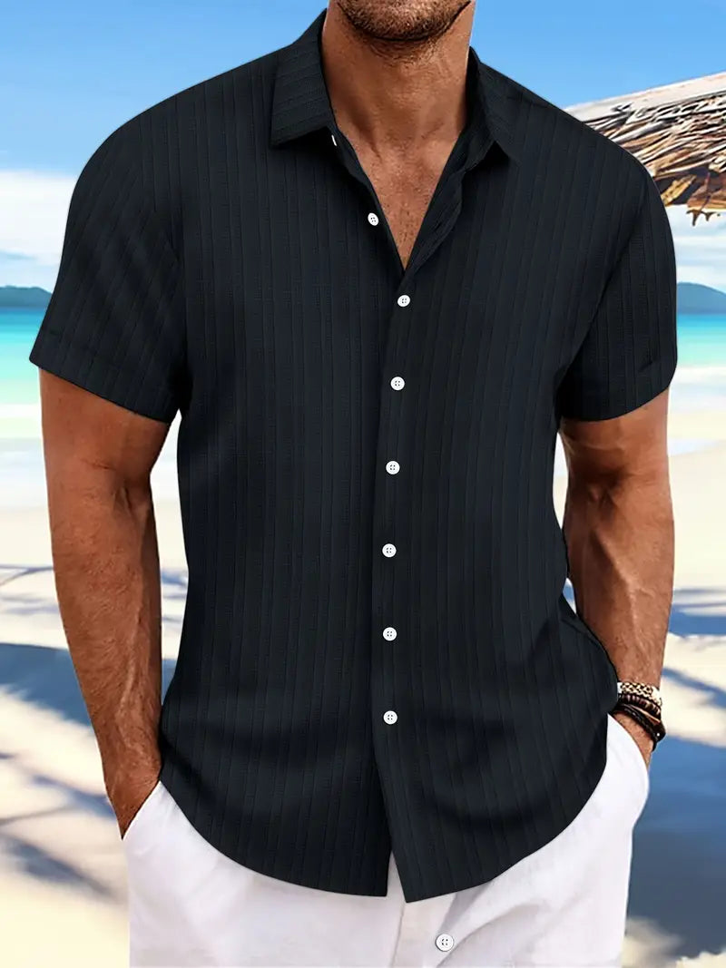 Chemise légère à manches courtes pour homme avec col – T-shirt décontracté estival style plage et vacances