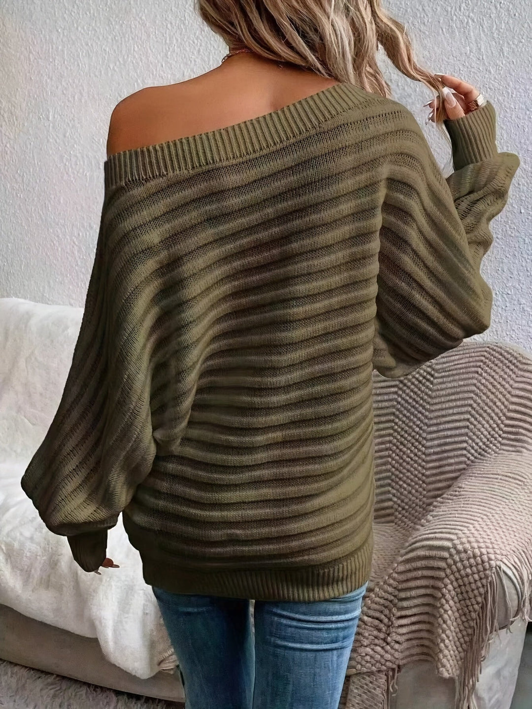 Ausschnitt Schulterfreier Wollpullover mit bequemem Design Pullover Damen | Perfekt für lässige Tage