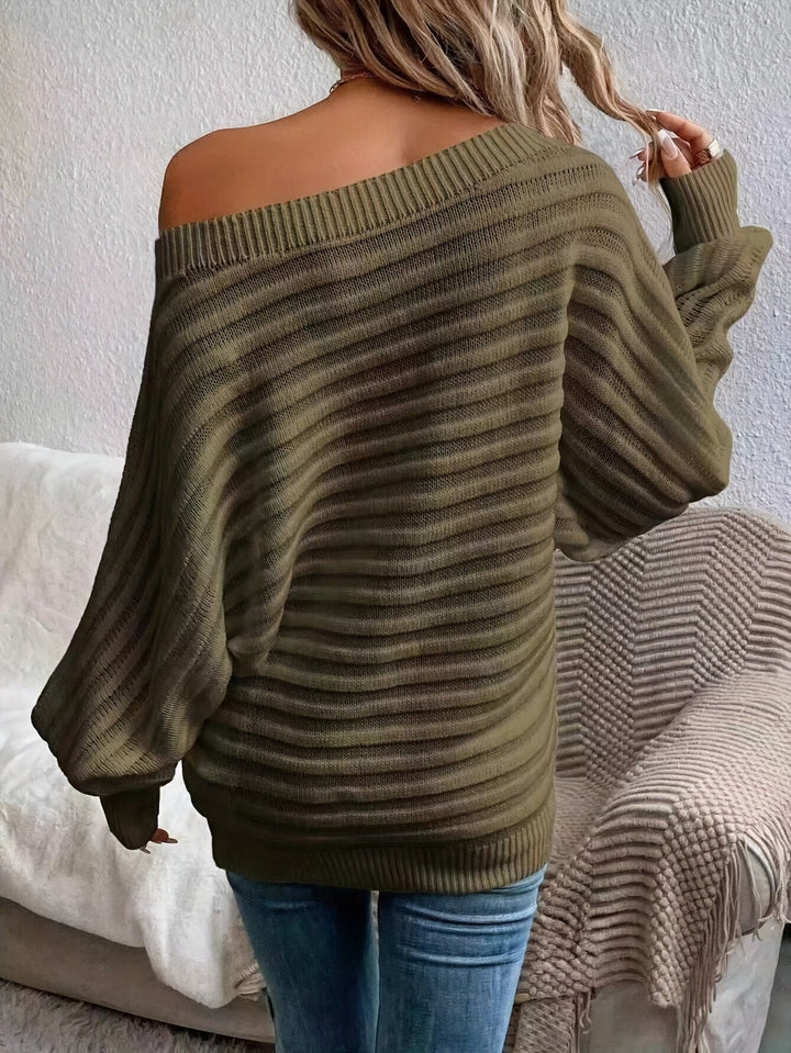 Ausschnitt Schulterfreier Wollpullover mit bequemem Design Pullover Damen | Perfekt für lässige Tage