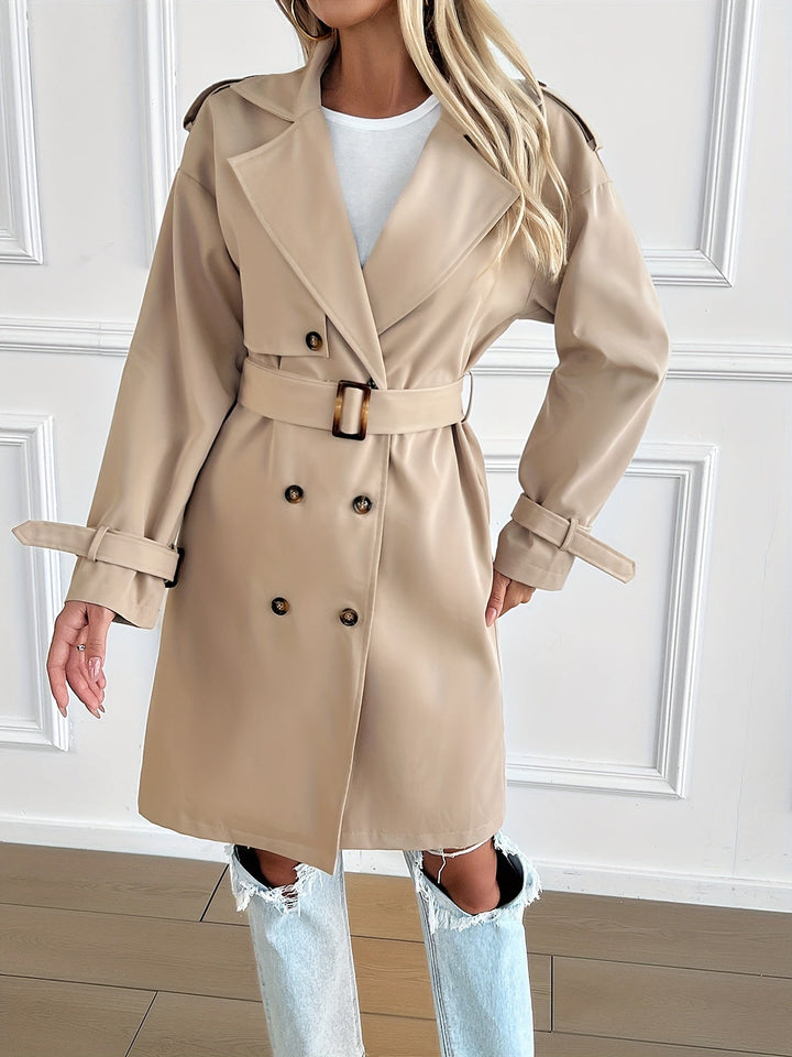 Elegant trench coat with belt and long sleeves for women | Ideal for every season