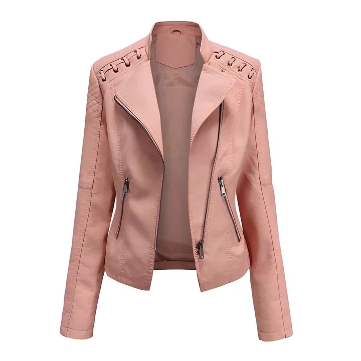 Arline - veste en cuir PU avec fermeture à glissière