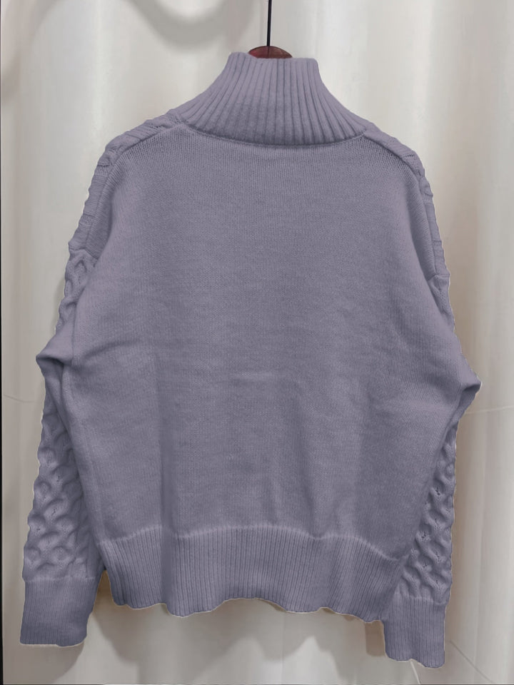 Casandra - Cardigan tressé décontracté avec fermeture éclair pour femmes