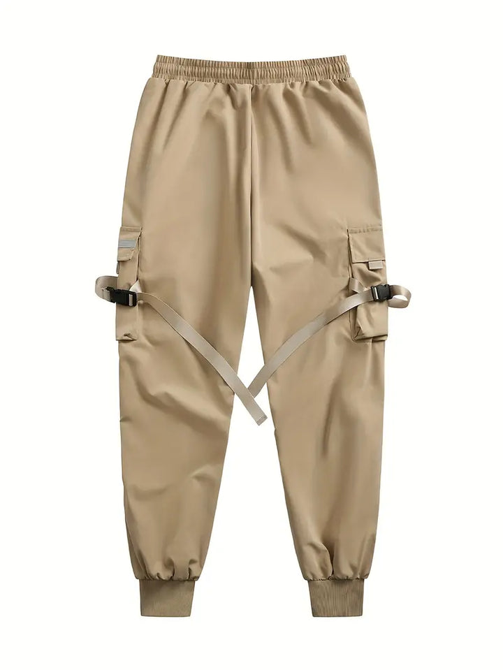 Herren Cargohose mit Taschen & Kordelzug – Streetwear Jogger Pants im Techwear-Stil – Lockere Freizeithose mit Bündchen für Alltag & Urban Look