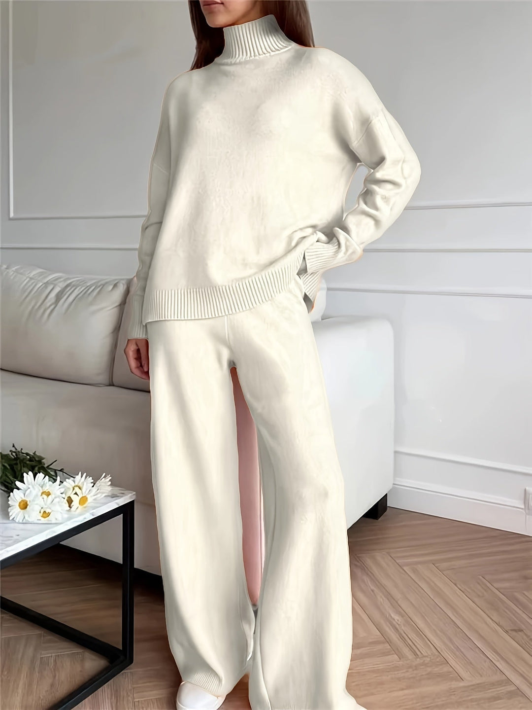 Ensemble décontracté pull uni et tricoté pour femmes | Parfait pour les vêtements de loisirs