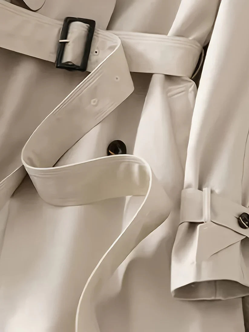 Trench coat monocolore elegante con vestibilità media e cintura per donna | Ideale per primavera e autunno