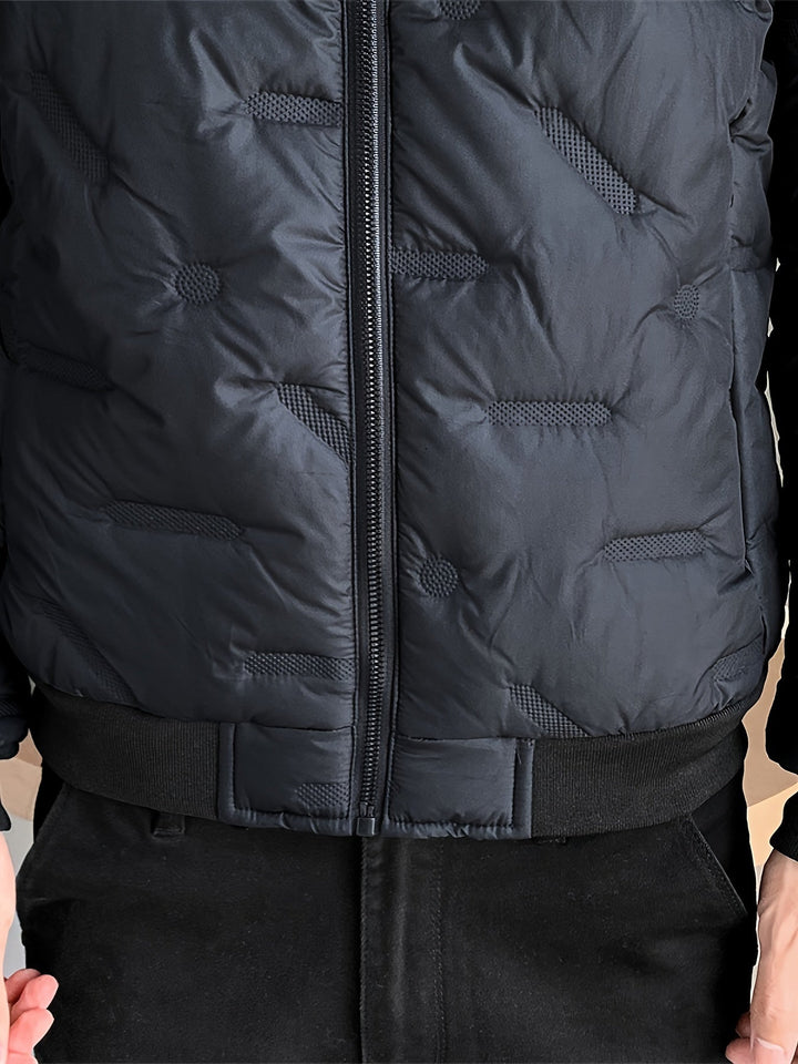 Lässige Schwarze Baumwoll Winddichte Und Warme Langärmelige Winterjacke Für Herren | Perfekt für kalte Tage