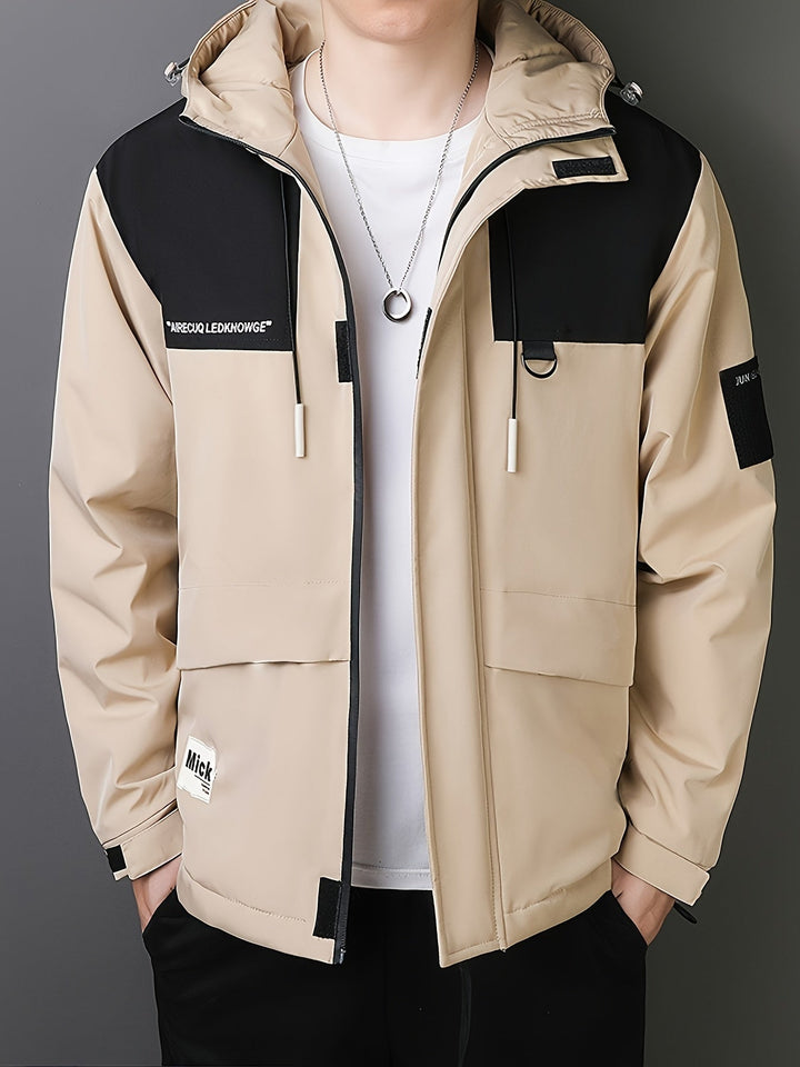 Veste de transition pour hommes – Veste streetwear coupe-vent avec capuche et poches utilitaires