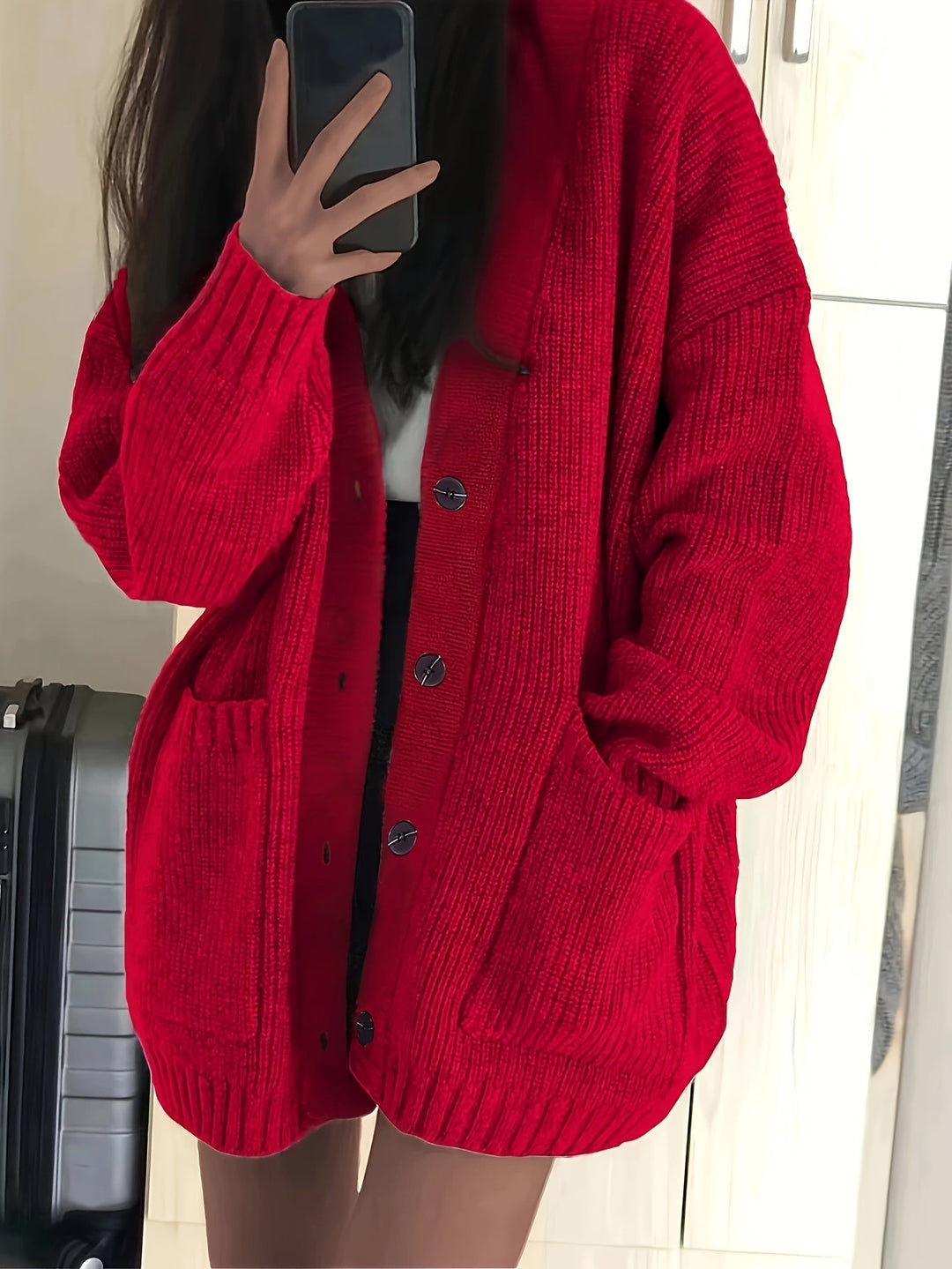 Elegant warm cotton knit cardigan for women | Ideal for winter