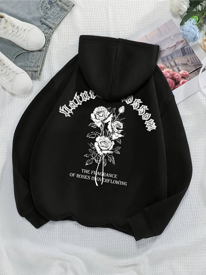 Lässiger Sweat-Pullover-Hoodie mit Kapuze und Backprint für Women | Perfekt für Alltag