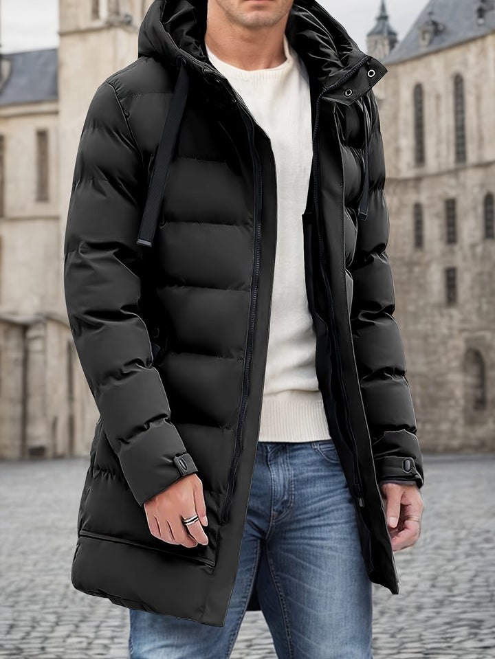 Casual hooded cotton material with large pocket and drawstring winter jacket for men | Perfect for outdoor activities