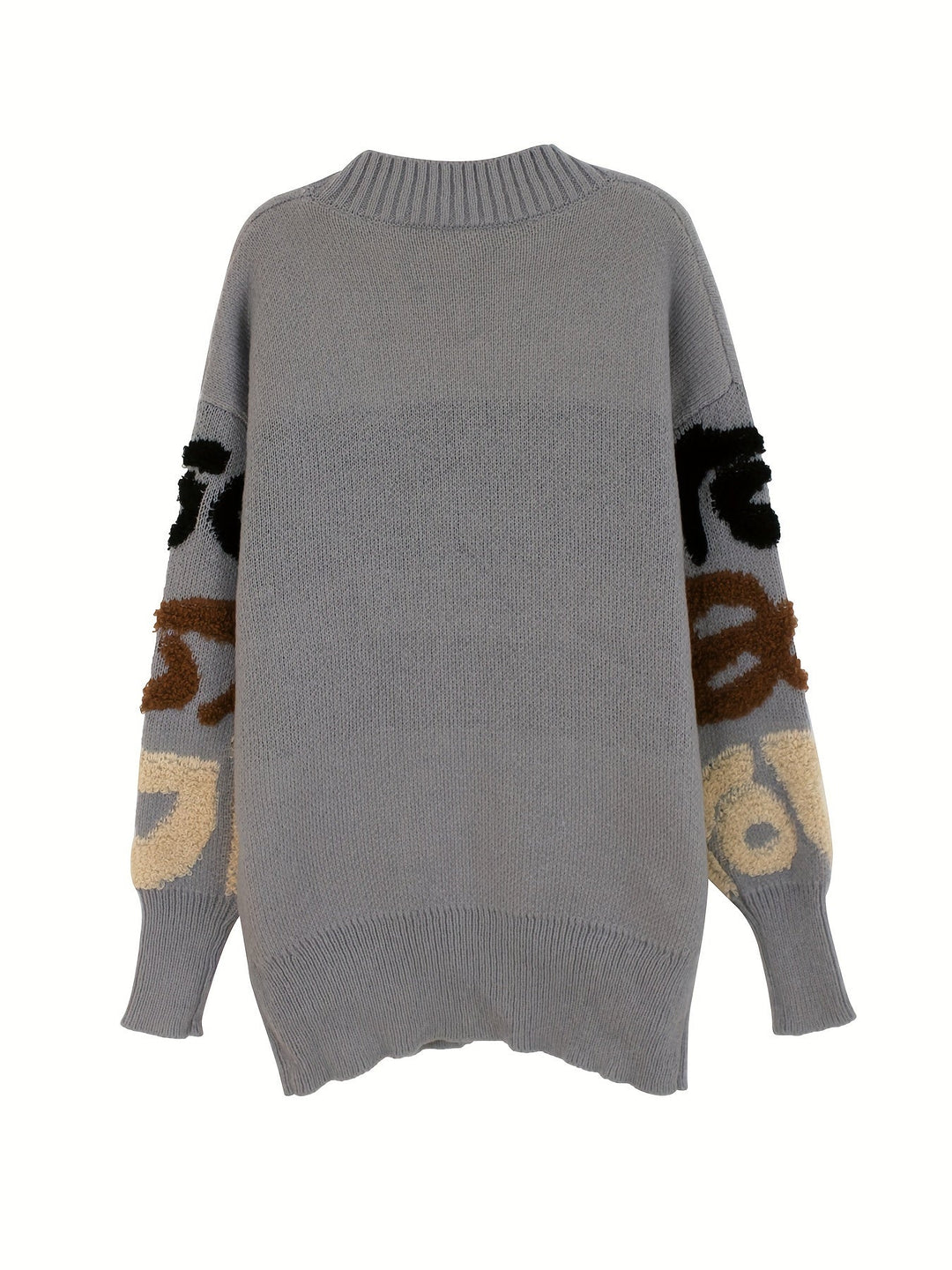 Lässiger Buchstabenmuster Knopf Unten Strickjacke Für Damen | Perfekt für lässige Tage