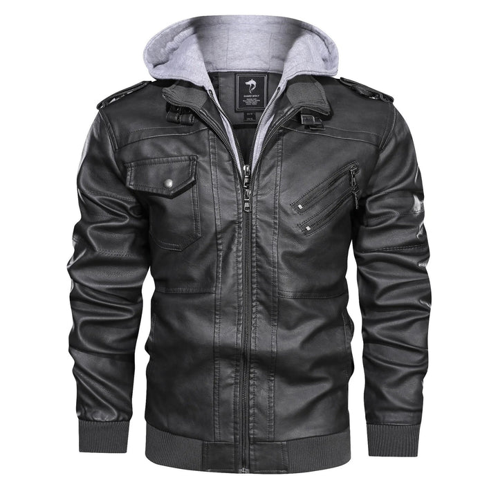 Veste en cuir chaude avec capuche pour hommes | Parfaite pour les activités de plein air