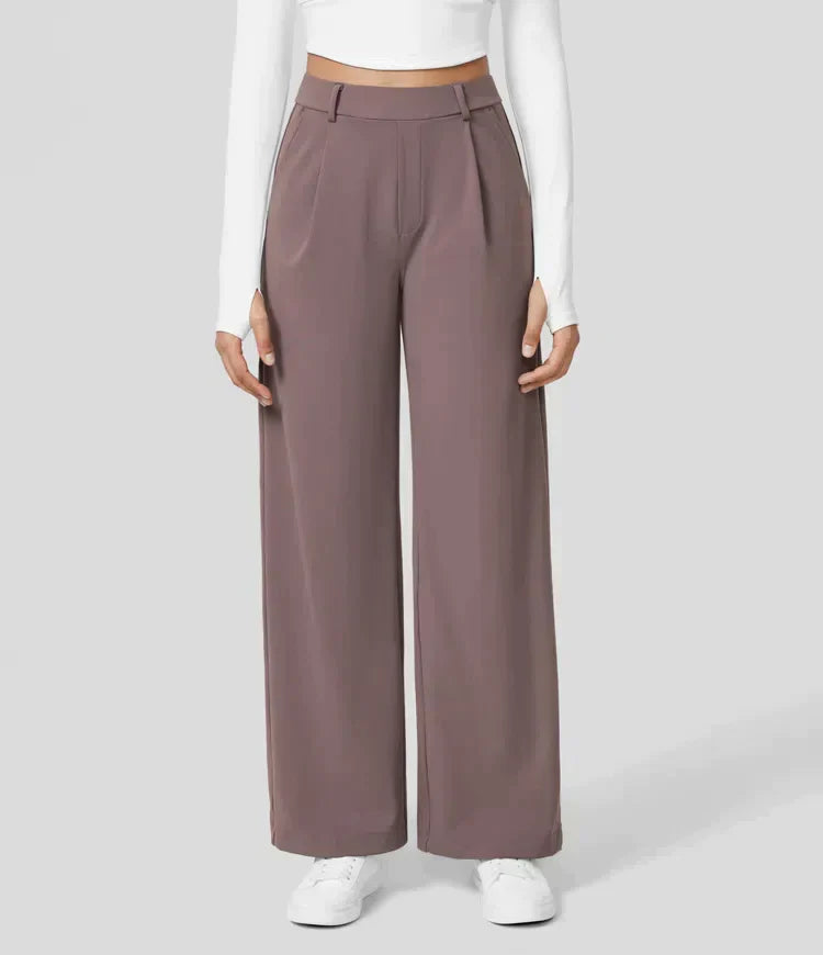 Elegante pantaloni da donna a gamba larga – vita alta, adatti per business e casual
