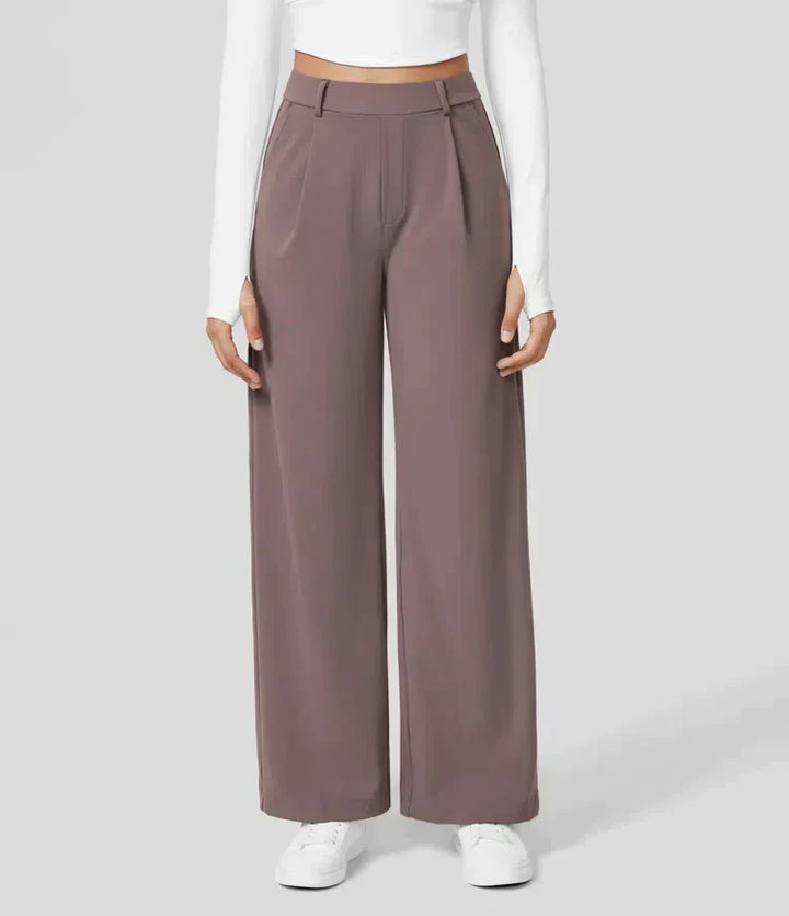 Elegante pantaloni da donna a gamba larga – vita alta, adatti per business e casual