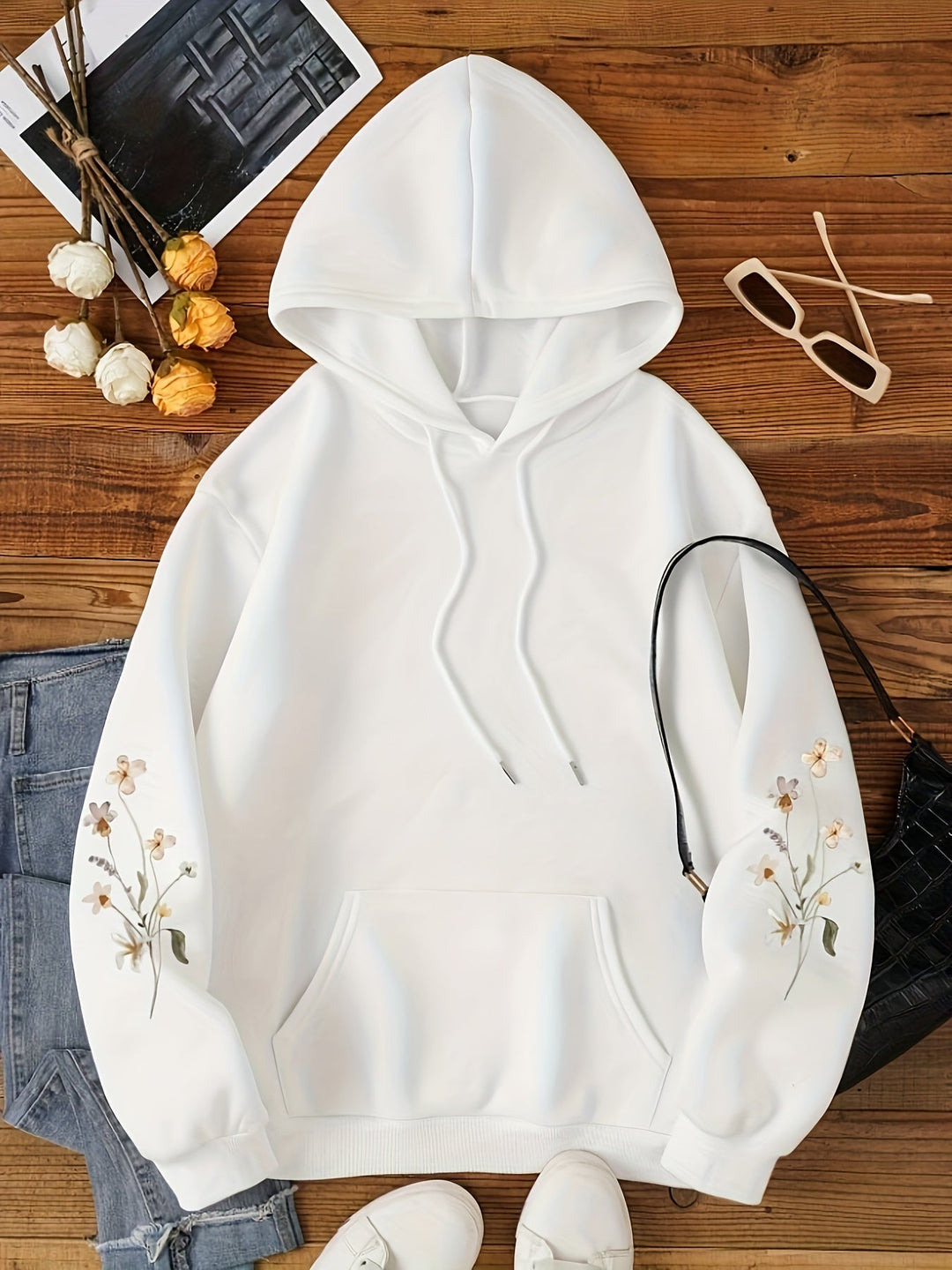 Eleganter Fleece-Pullover-Hoodie mit Backprint und Kapuze für Women | Ideal für den Alltag