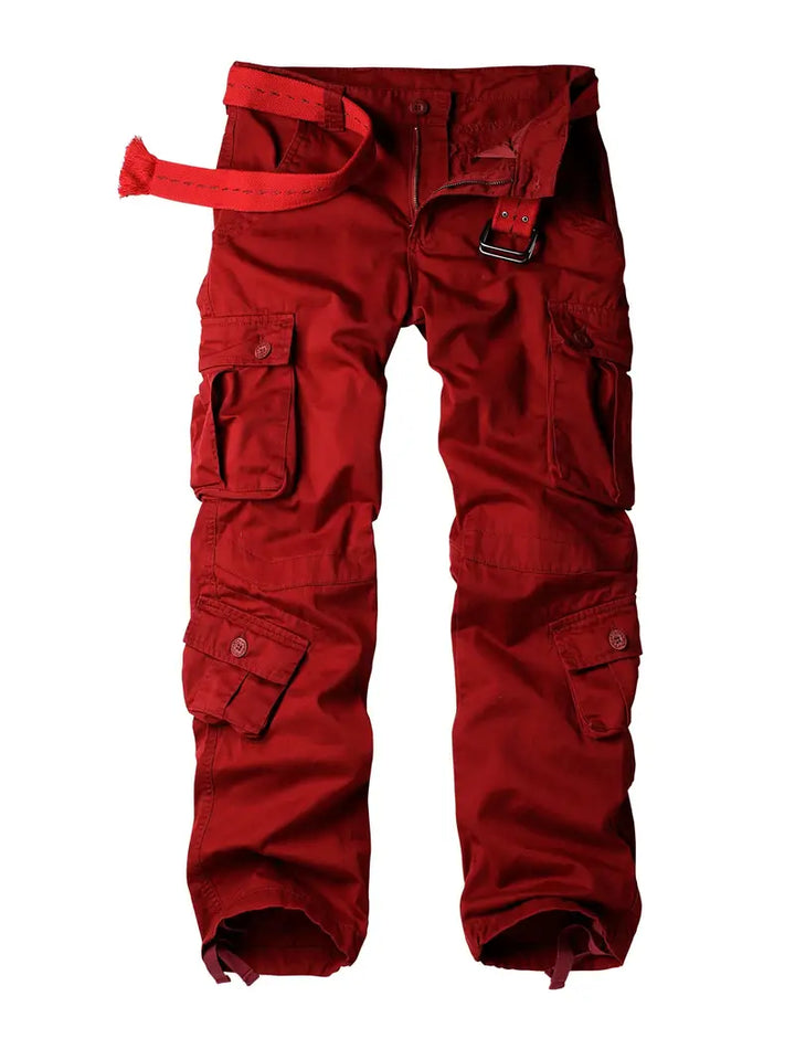 Pantalon cargo homme avec ceinture – Pantalon de loisirs multifonction avec poches et cordon de serrage pour extérieur, travail et quotidien