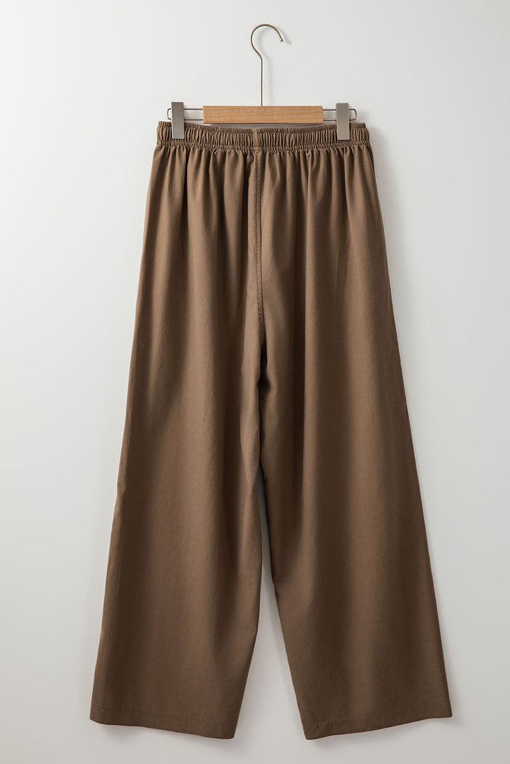 Desert Palm Baumwoll Leinen Weitbein Hose Für Frauen