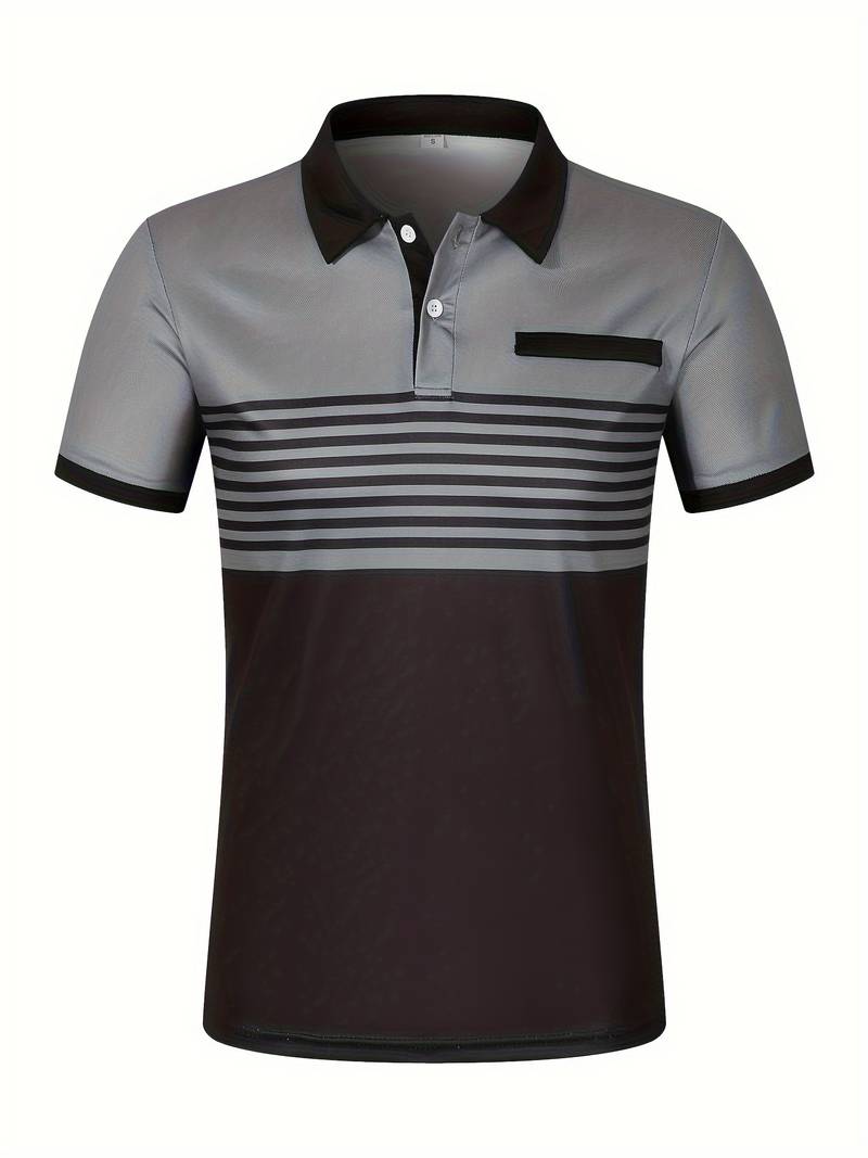 Polo homme à rayures – Chemise à manches courtes avec patte de boutonnage et col contrasté