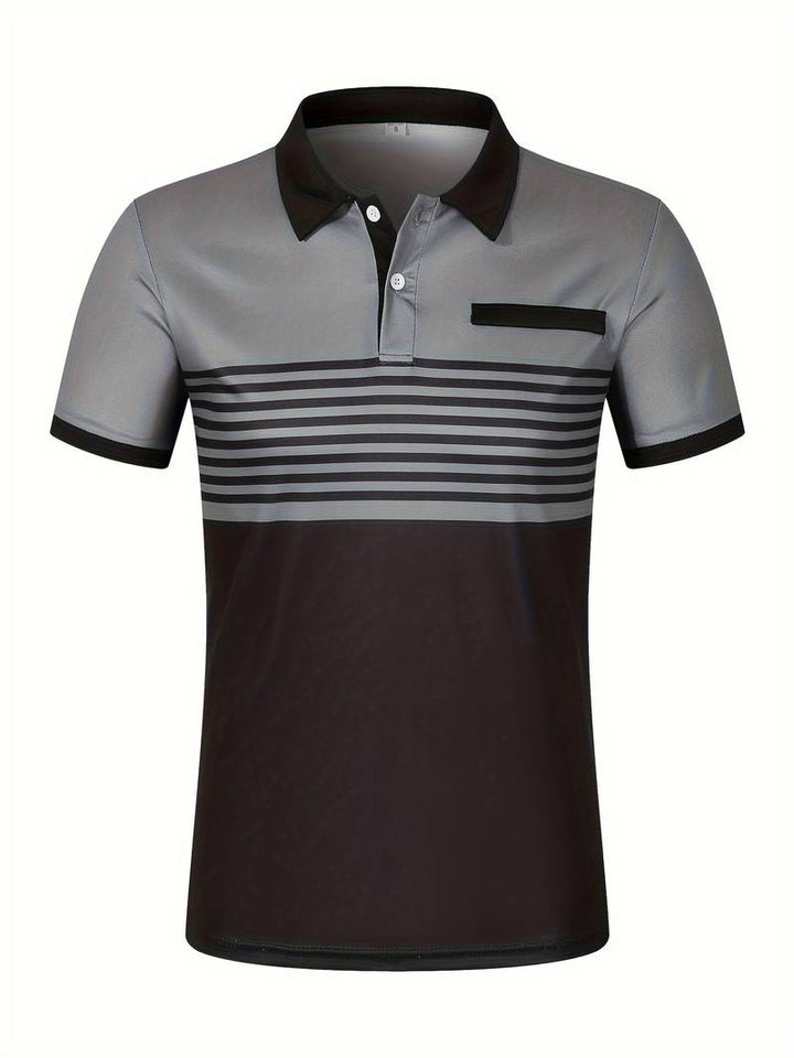 Polo homme à rayures – Chemise à manches courtes avec patte de boutonnage et col contrasté
