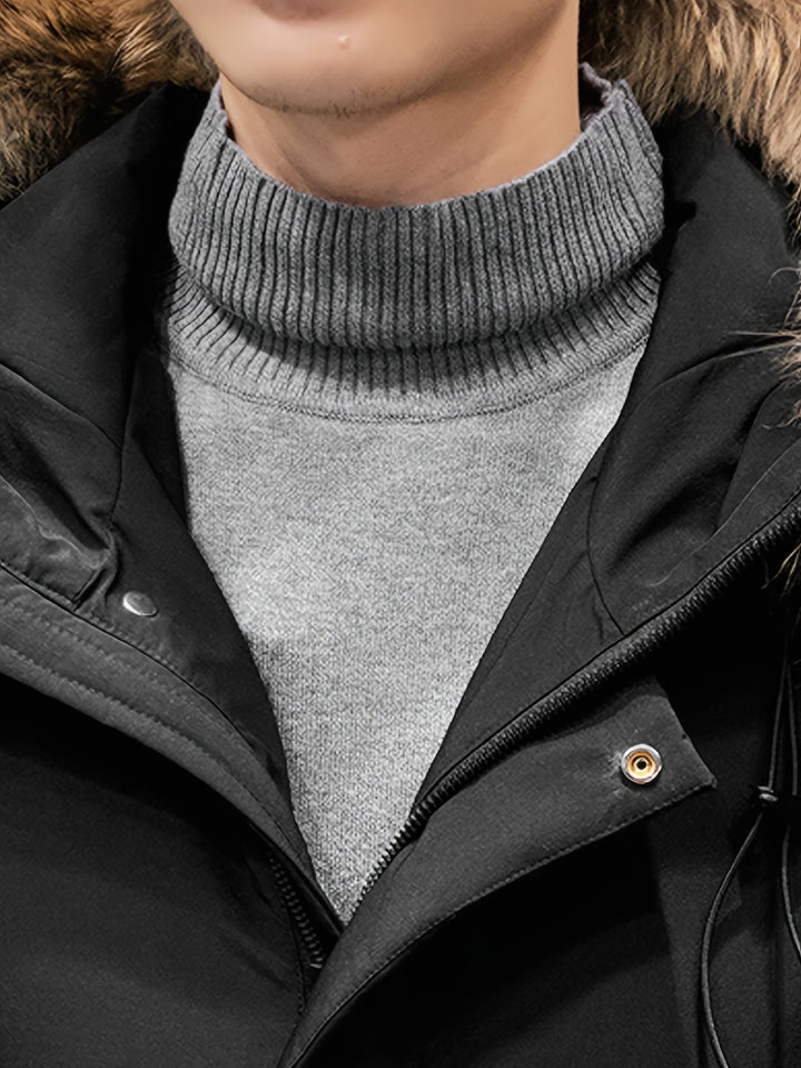 Stilvolle Mittellange Kapuzen-Winterjacke Für Herren | Perfekt für Outdoor-Aktivitäten