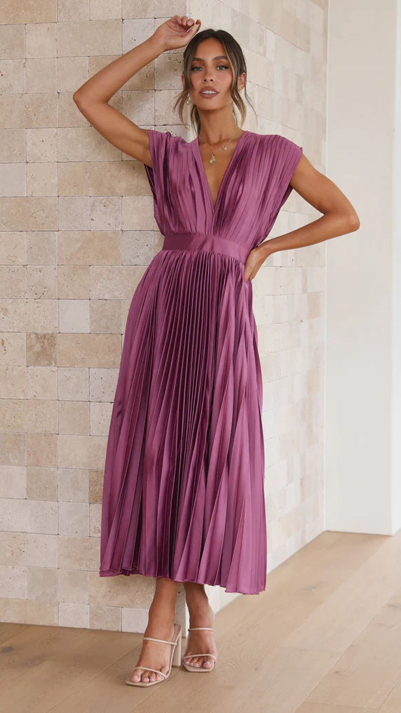 Robe Midi Élégante - Sans Manches - Décolleté V