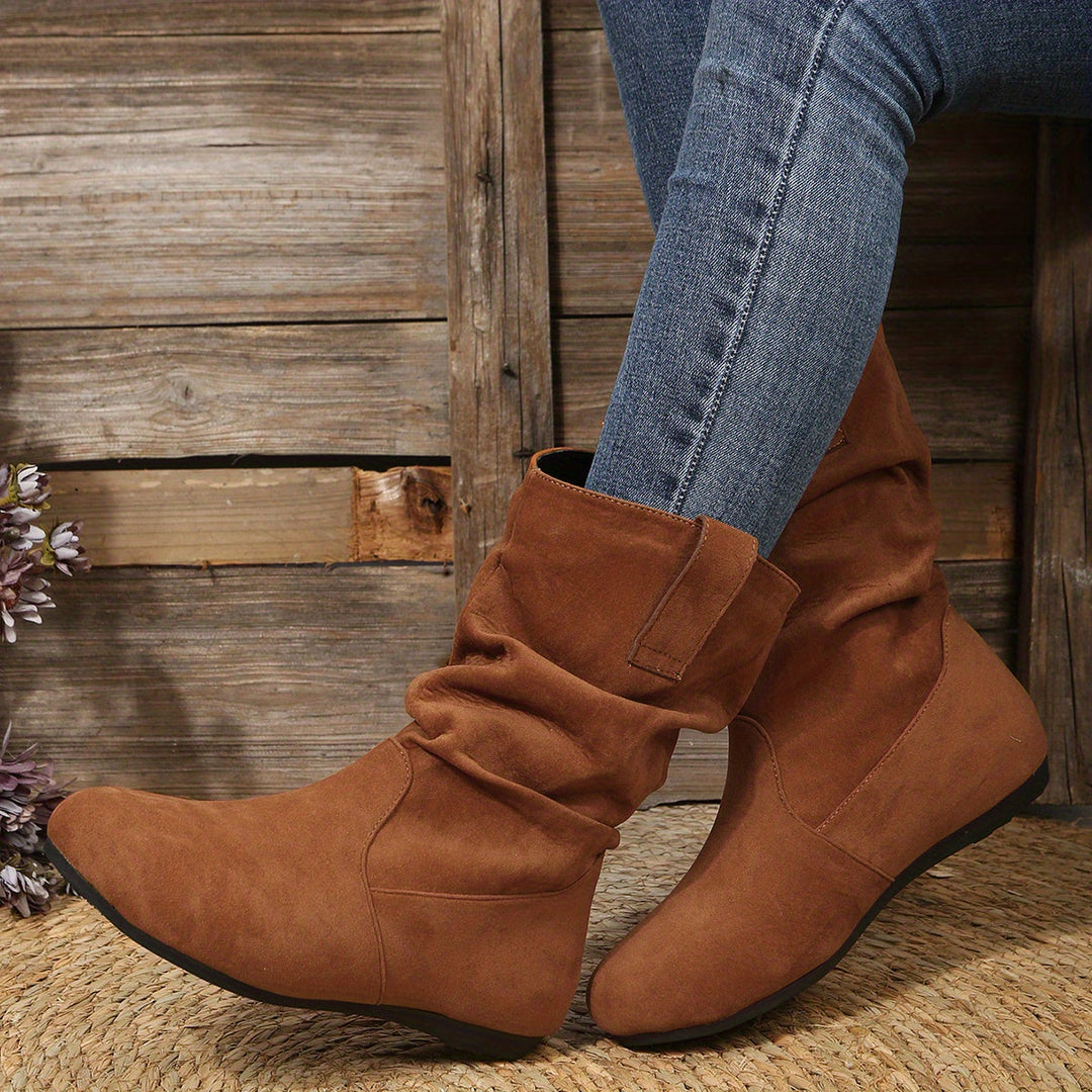 Lässige Vegane Leder-Stiefeletten mit Absatz und Wildleder-Optik für Damen | Ideal für Herbst/Winter