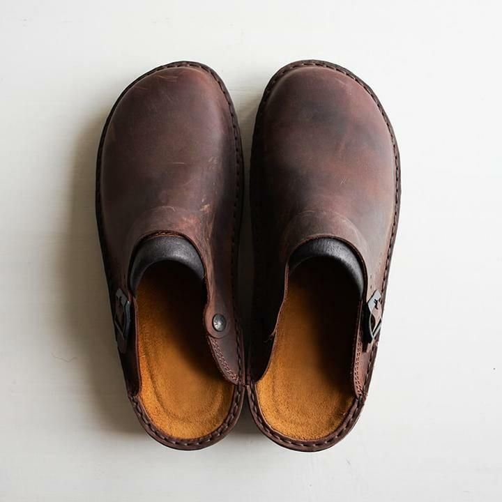 Bequeme Herren Clogs mit verstellbarem Riemen – Rutschfeste Pantoletten aus Leder für Alltag & Freizeit