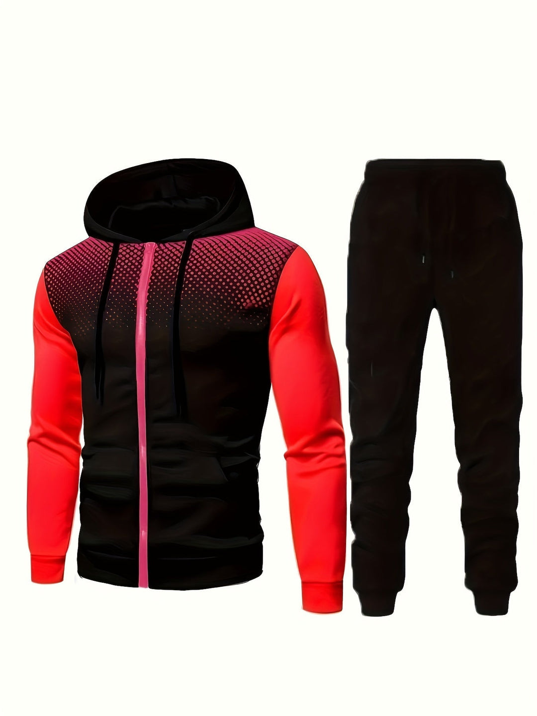 Casual fleece sweatshirt tracksuit with hood, long-sleeved and drawstring pants for men | Perfect for leisure activities